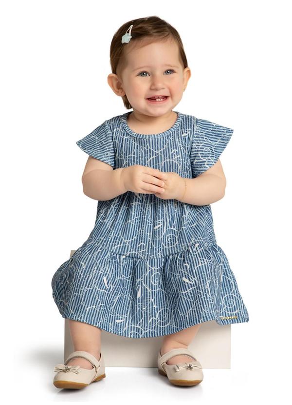 Marlan - Vestido Bebê em Canelado Navy Azul