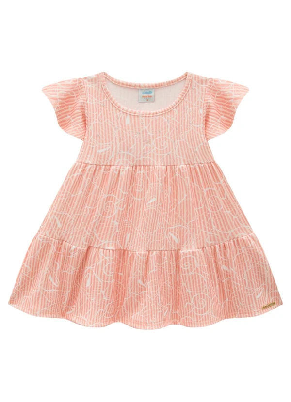 Marlan - Vestido Bebê em Canelado Navy Laranja