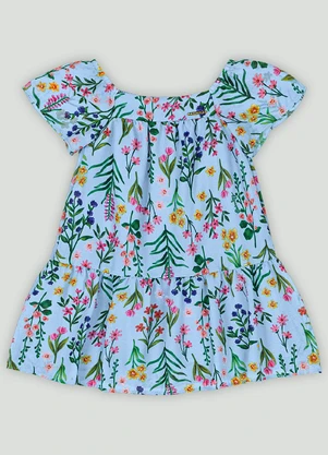 Vestido Bebê em Chiffon Forrado Quimby Azul - QUIMBY