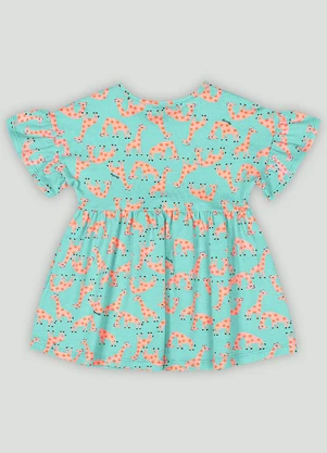 Vestido Bebê em Cotton Girafinha Quimby Azul - QUIMBY