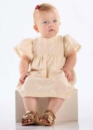 Up Baby - Vestido Bebê em Laise Evasê Branco - UP BABY