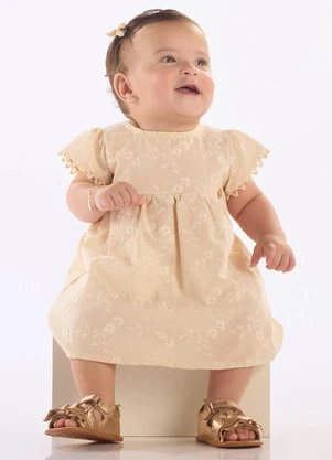 Up Baby - Vestido Bebê em Laise Evasê Branco - UP BABY