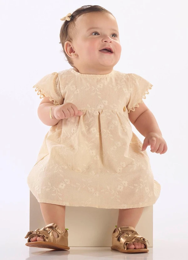 Up Baby - Vestido Bebê em Laise Evasê Branco 2