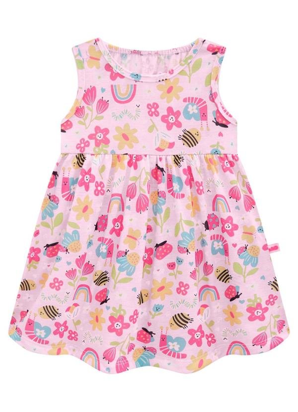Marlan - Vestido Bebê em Meia Malha Penteada Bee Rosa