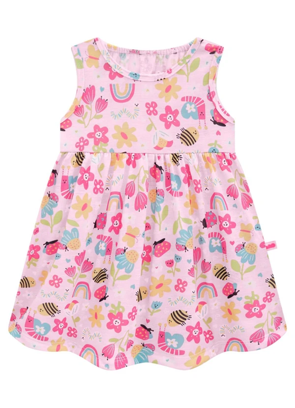 Vestido Bebê em Meia Malha Penteada Bee Rosa Marlan