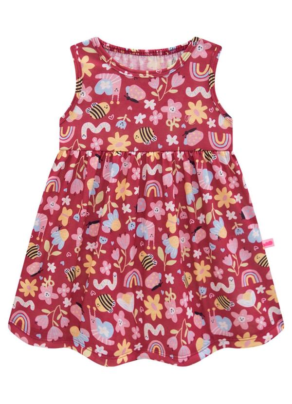 Marlan - Vestido Bebê em Meia Malha Penteada Bee Vermelho