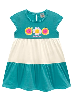 Marlan - Vestido Bebê em Meia Malha Penteada Bege - MARLAN