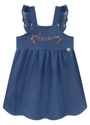 Marlan - Vestido Bebê em Molecotton Jeans Azul - MARLAN