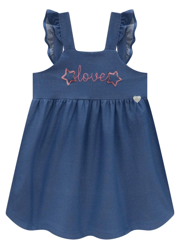 Marlan - Vestido Bebê em Molecotton Jeans Azul 2