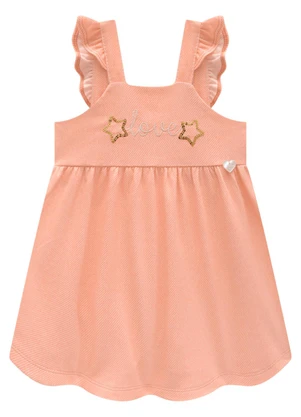 Marlan - Vestido Bebê em Molecotton Jeans Laranja - MARLAN