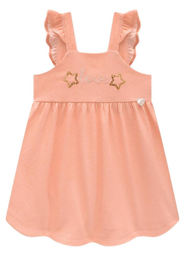 Marlan - Vestido Bebê em Molecotton Jeans Laranja