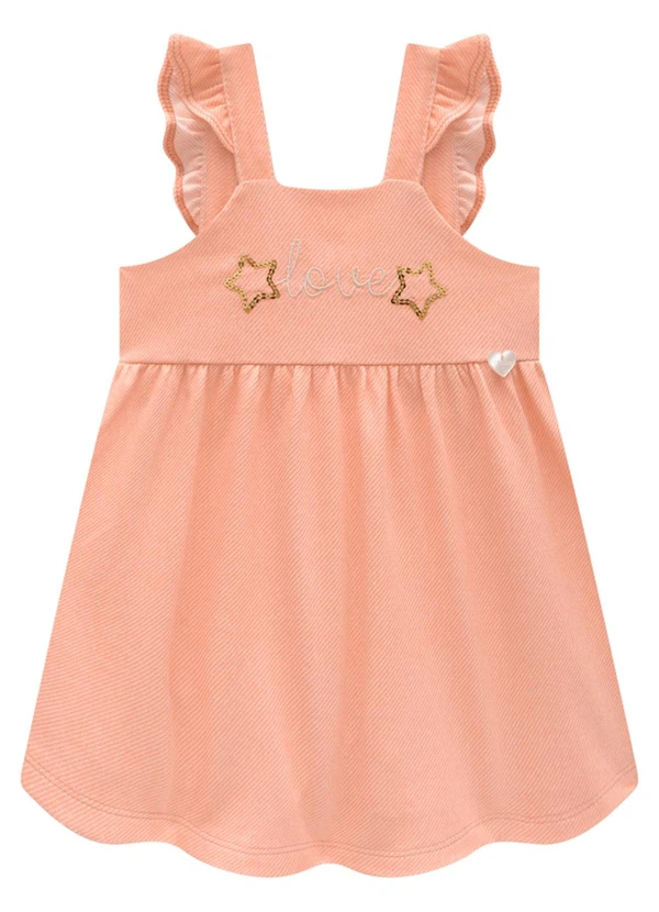 Marlan - Vestido Bebê em Molecotton Jeans Laranja