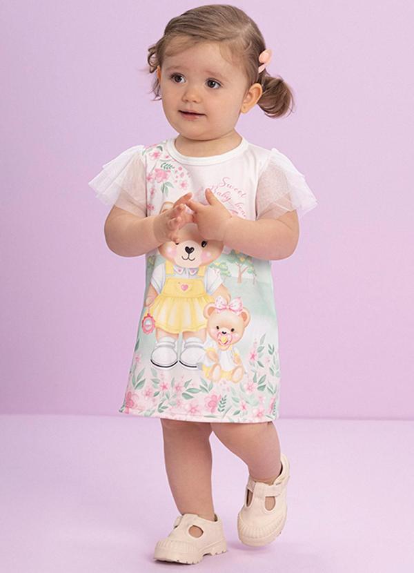 Milli e Nina - Vestido Bebê em Newtech e Tule Amarelo