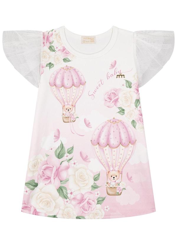 Milli e Nina - Vestido Bebê em Newtech e Tule Rosa