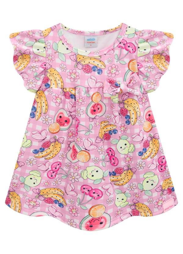 Marlan - Vestido Bebê em Newtech Frutinhas Rosa