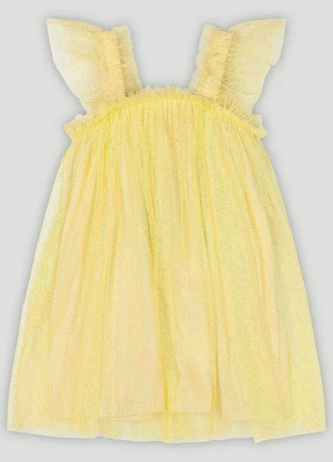 Vestido Bebê em Tule com Glitter Quimby Amarelo - QUIMBY