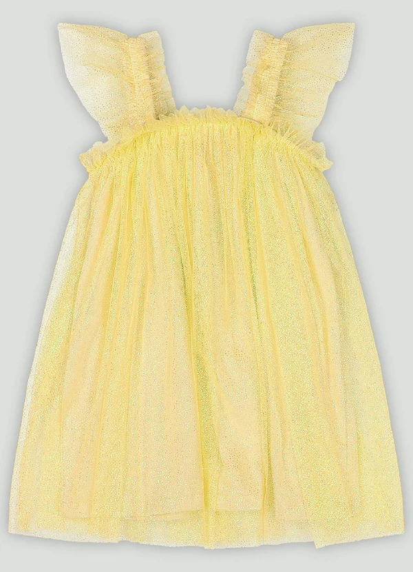 Quimby - Vestido Bebê em Tule com Glitter Quimby Amarelo
