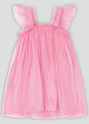Vestido Bebê em Tule com Glitter Quimby Rosa - QUIMBY