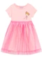 Duduka - Vestido Bebê Estampa com Fita na Cintura  Bege - variação: Rosa