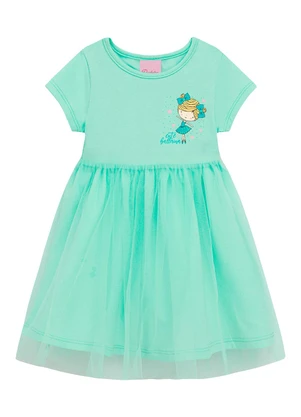 Duduka - Vestido Bebê Estampa com Fita na Cintura Verde - DUDUKA