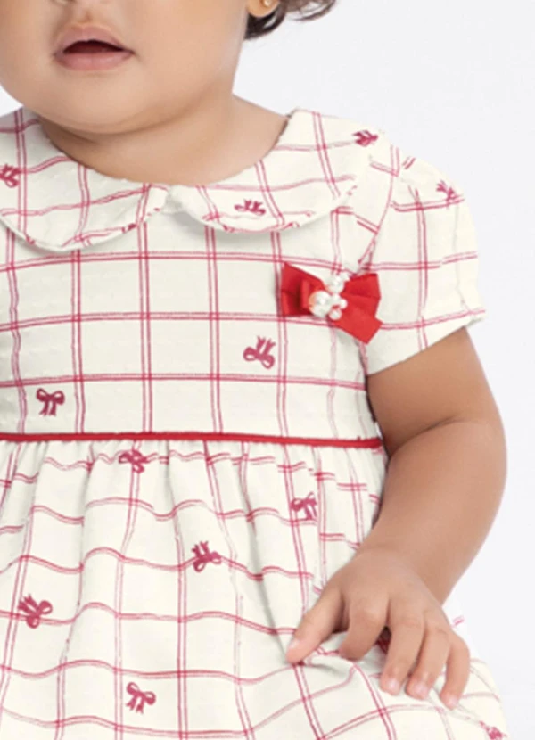 Alakazoo - Vestido Bebê Estampado de Mangas Curtas Vermelho 2