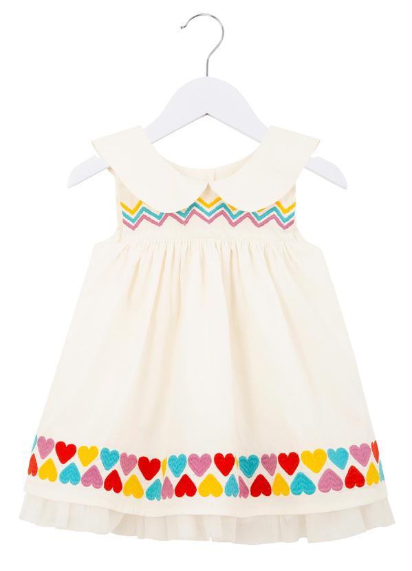 Fábula - Vestido Bebê Festejo Bordado Amorzinho Branco