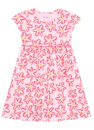 Duduka - Vestido Bebê Flores com Recorte na Cintura  Rosa - DUDUKA