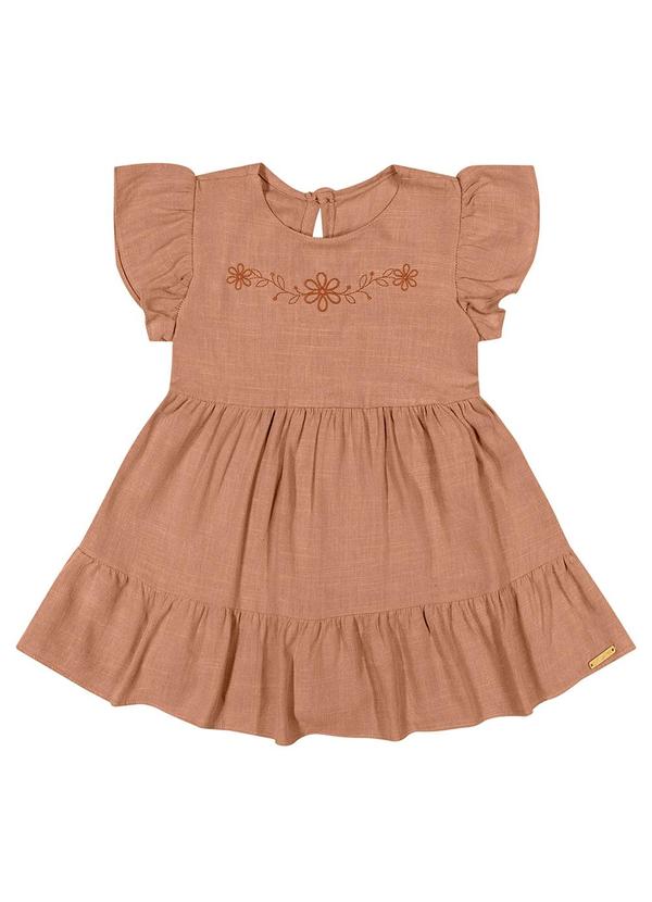 Colorittá - Vestido Bebê Menina Bordado Colorittá Marrom