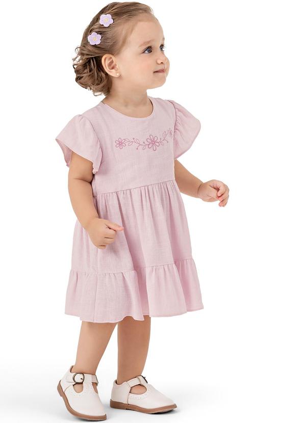 Colorittá - Vestido Bebê Menina Bordado Colorittá Rosa