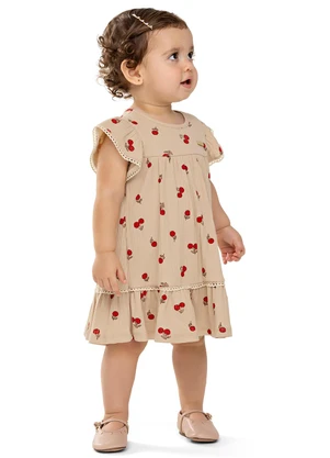 Colorittá - Vestido Bebê Menina Cerejinhas Marrom - COLORITTÁ