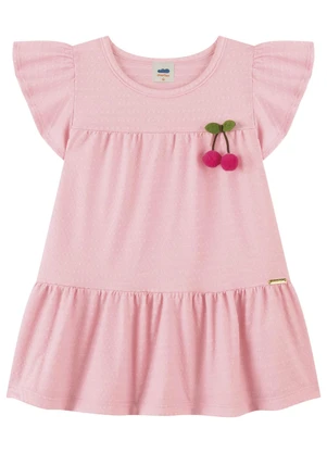 Marlan - Vestido Bebê Menina com Aplique de Cereja Rosa - MARLAN