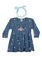 Elian - Vestido Bebê Menina com Faixa de Cabelo Azul - variação: Azul