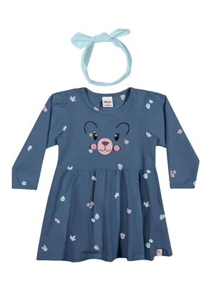 Elian - Vestido Bebê Menina com Faixa de Cabelo Azul - ELIAN