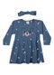 Elian - Vestido Bebê Menina com Faixa de Cabelo Rosa - variação: Azul