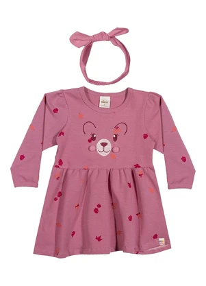 Elian - Vestido Bebê Menina com Faixa de Cabelo Rosa - ELIAN