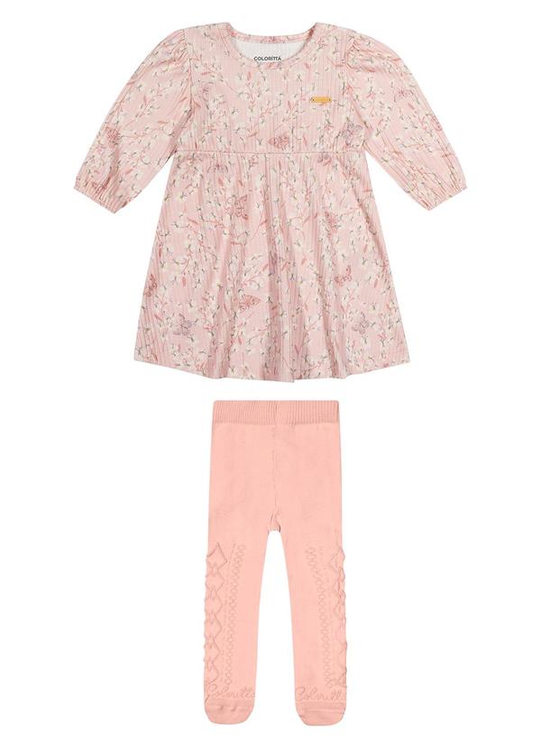 Colorittá - Vestido Bebê Menina com Meia Calça Rosa