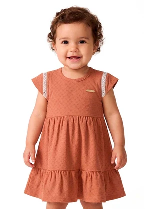 Colorittá - Vestido Bebê Menina com Textura Marrom - COLORITTÁ