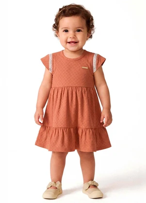 Colorittá - Vestido Bebê Menina com Textura Marrom - COLORITTÁ