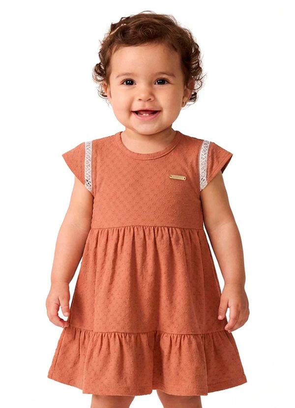 Colorittá - Vestido Bebê Menina com Textura Marrom