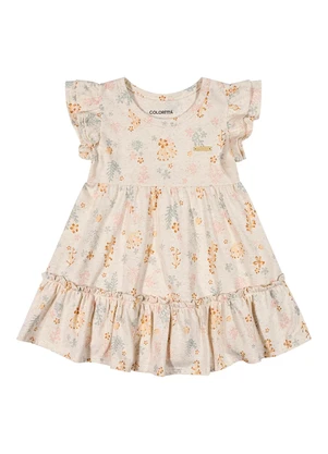 Colorittá - Vestido Bebê Menina Corais Curto Bege - COLORITTÁ