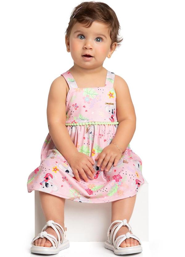 Marlan - Vestido Bebê Menina Cotton Coala Fun Rosa