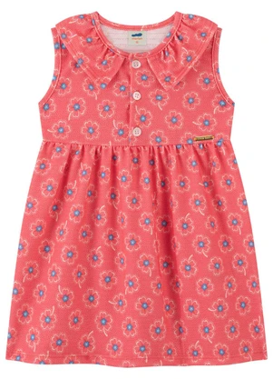 Marlan - Vestido Bebê Menina Cotton com Gola Rosa - MARLAN