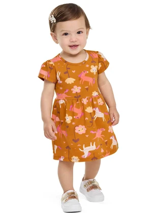 Elian - Vestido Bebê Menina Cotton Pôneis Laranja - ELIAN