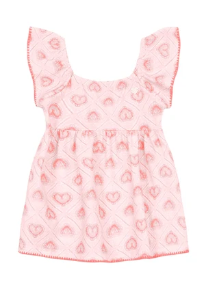 Brandili - Vestido Bebê Menina de Corações Rosa - BRANDILI