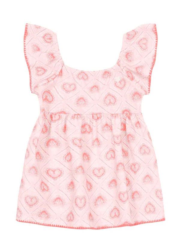 Brandili - Vestido Bebê Menina de Corações Rosa