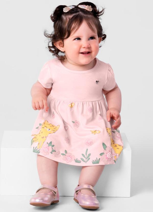 Brandili Baby - Vestido Bebê Menina em Malha  Baby Rosa