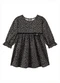 Milli e Nina - Vestido Bebê Menina em Tecido Rajado Preto - variação: Preto
