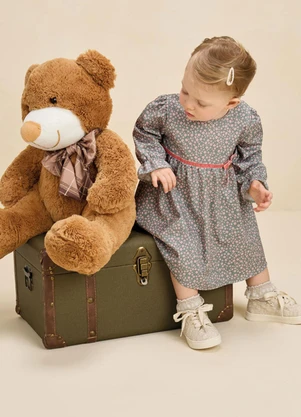 Milli e Nina - Vestido Bebê Menina em Tecido Rajado Verde - MILLI E NINA