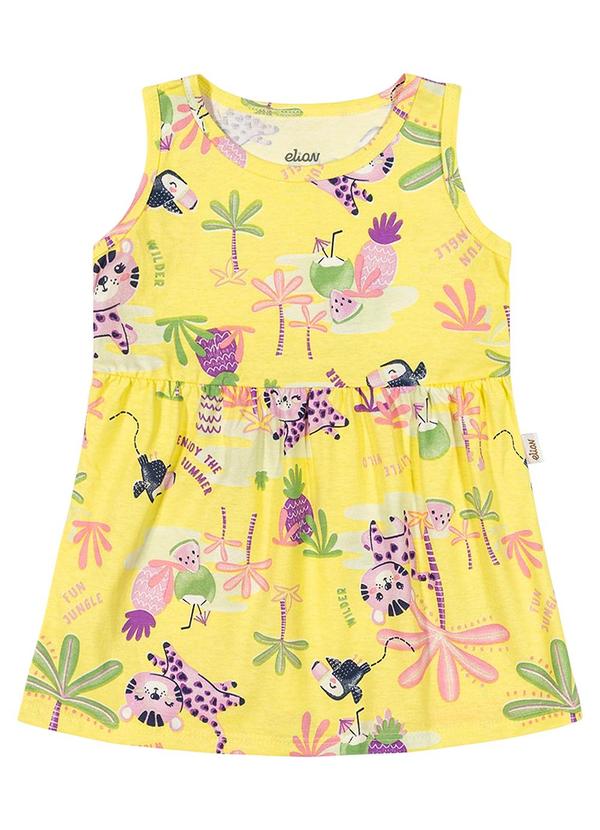 Elian - Vestido Bebê Menina Estampa Alegre Elian Amarelo