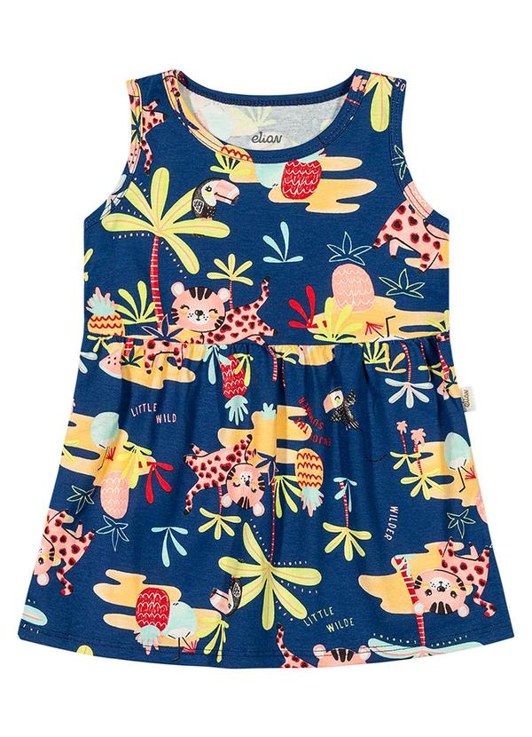 Elian - Vestido Bebê Menina Estampa Alegre Elian Azul